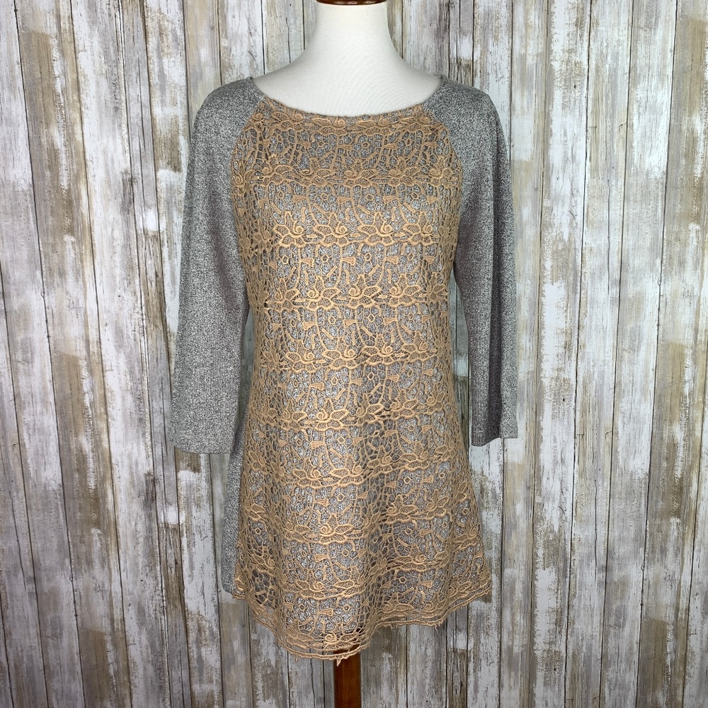 Dolan Crochet Front Le Pompe Tunic Top Large